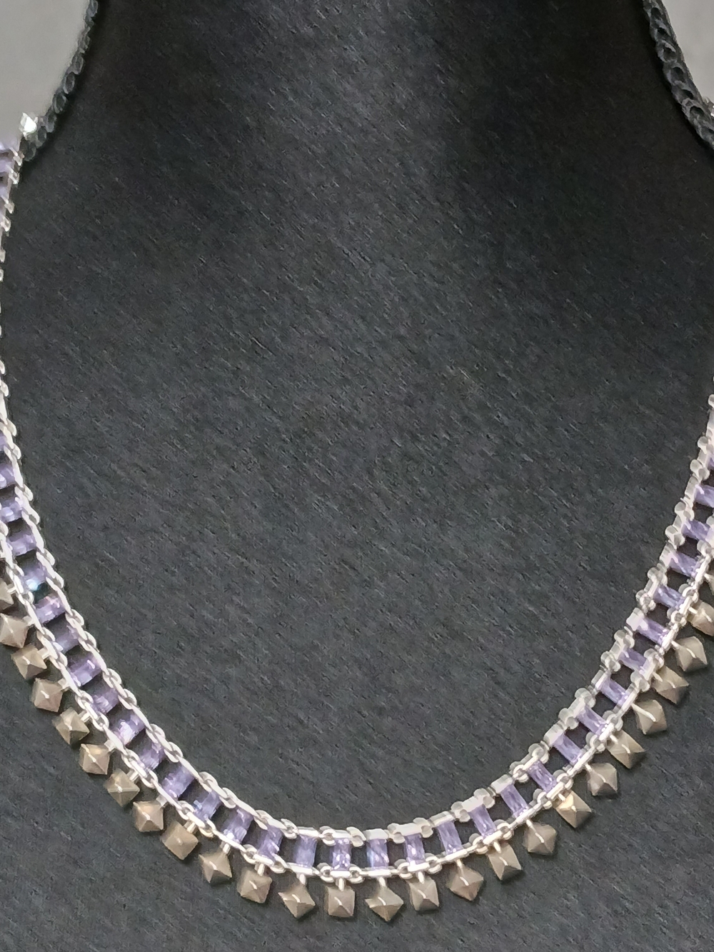 Kendra Scott Oscar Choket Necklace Silver Tone Lilac Crystals